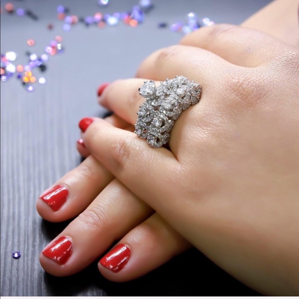 NWT 🎄ring n band set rhodium plated size 7🎄💖